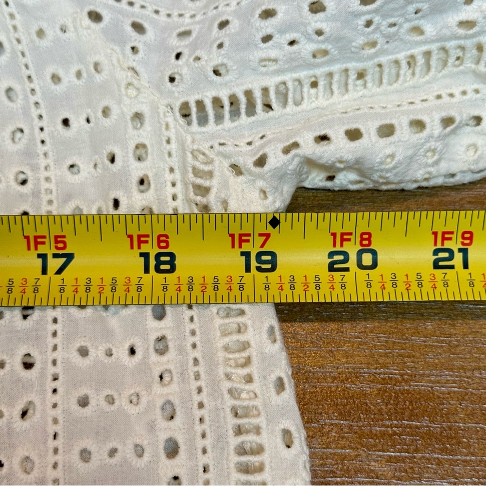 NWT Joie Light Cream Eyelet Button‎ Down Unlined Cotton Peasant Top Size S - Picture 6 of 10